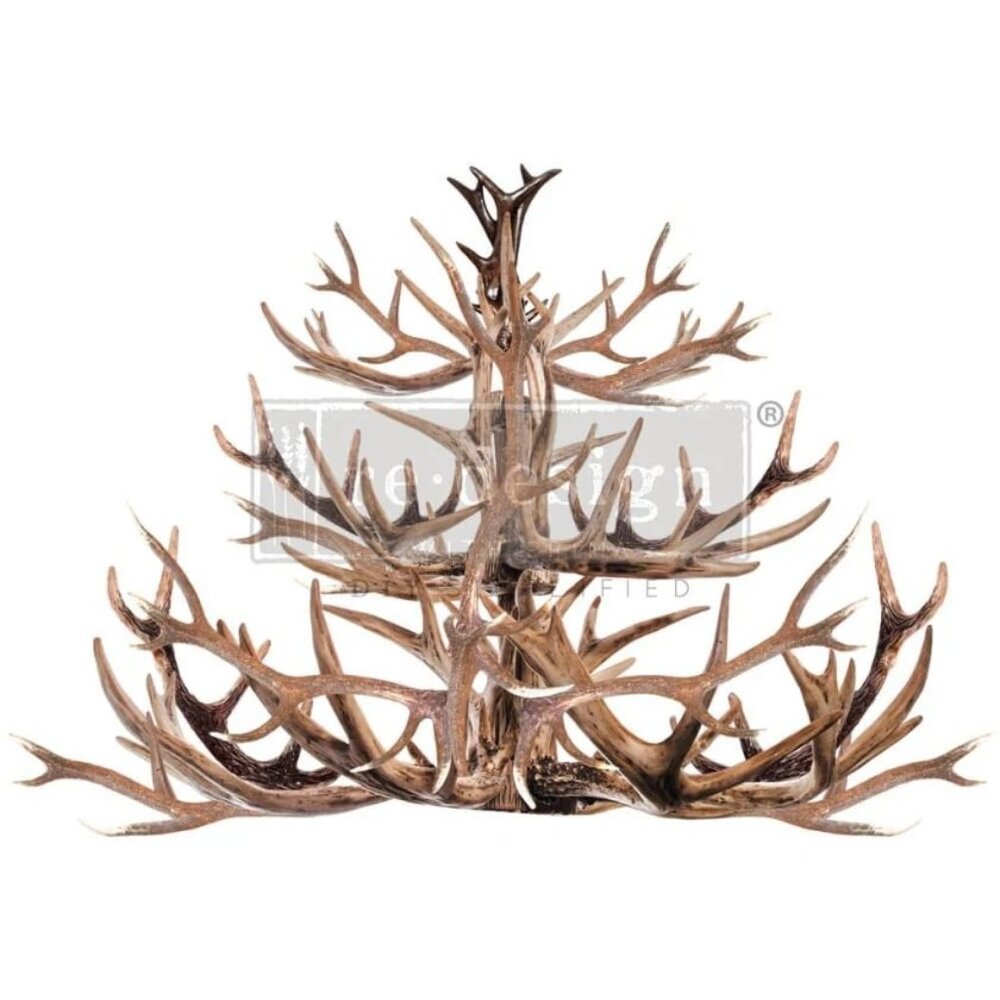 ANTLER CHANDELIER Redesign with Prima Decor Rub On Transfer! ~ DIY / Upcycling
